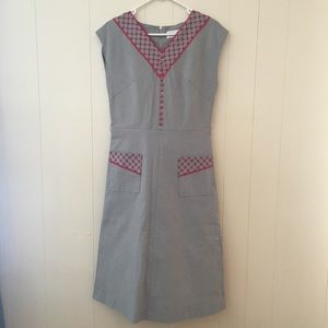 Bettie Page RETRO styled gray and red dress